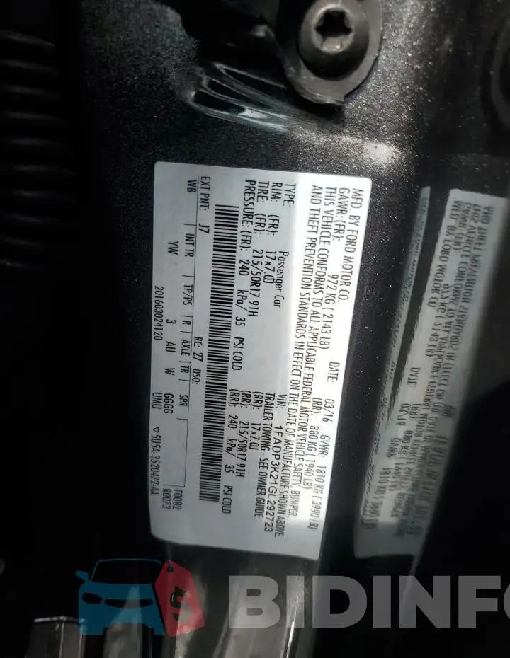 1FADP3K21GL292723 Photo# 12