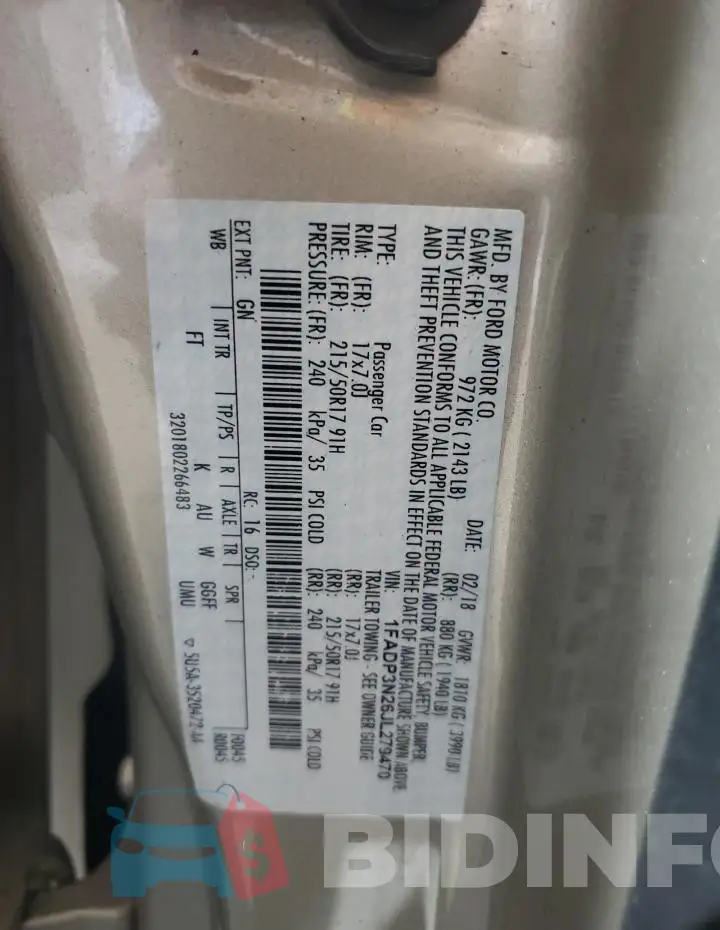1FADP3N26JL279470 Photo# 12