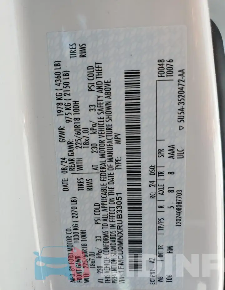 1FMCU0MNXRUB33051 Photo# 13