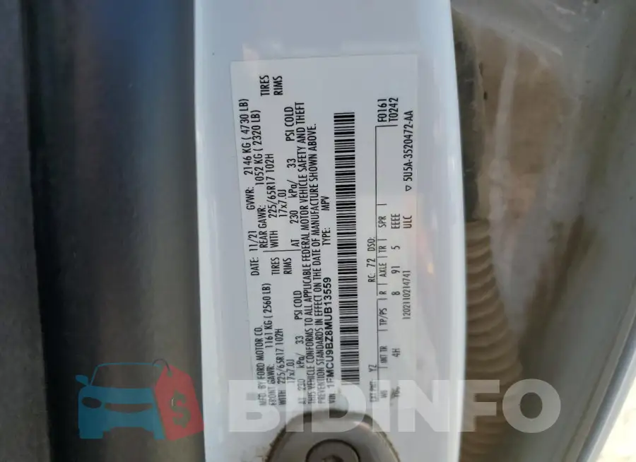 1FMCU9BZ8MUB13559 Photo# 13