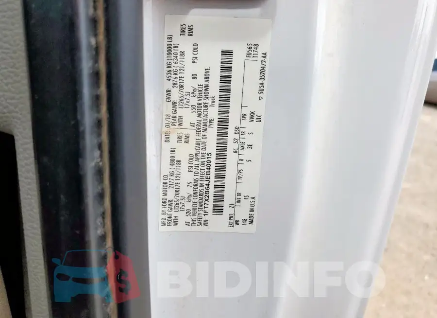 1FT7X2B64JEB40015 Photo# 12