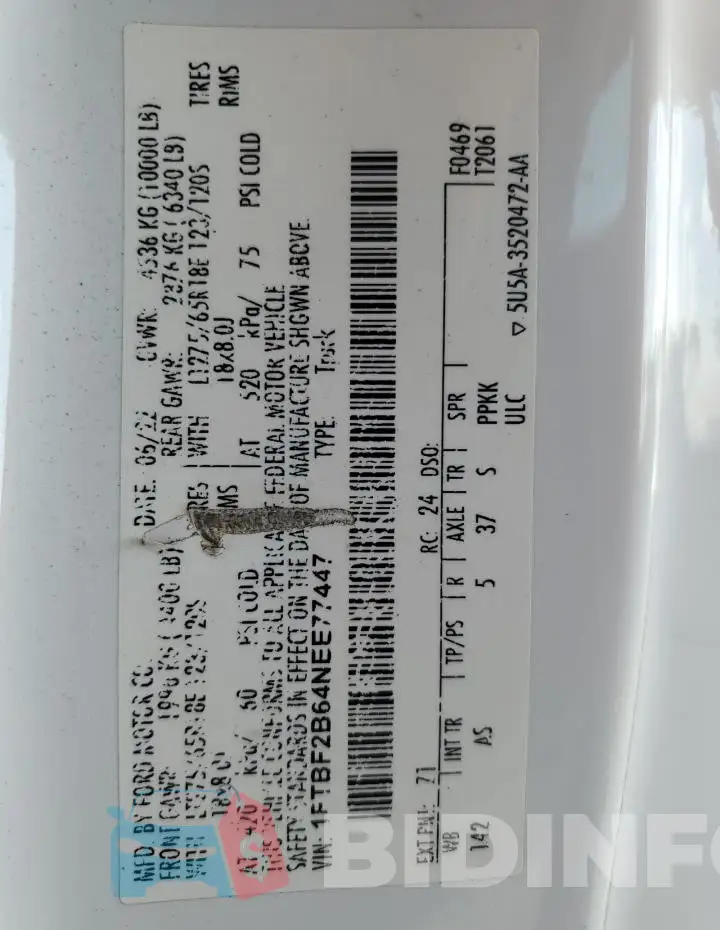 1FTBF2B64NEE77447 Photo# 12