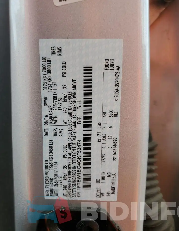 1FTEW1EG4GKF53474 Photo# 12