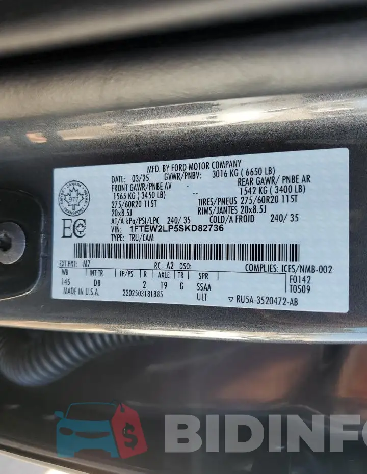 1FTEW2LP5SKD82736 Photo# 13