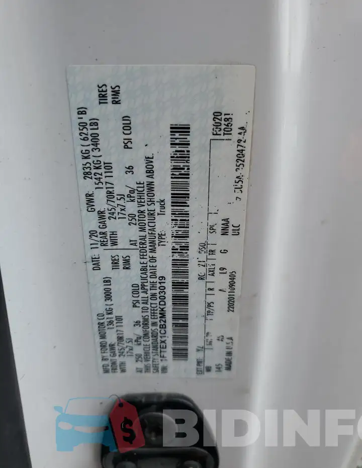 1FTEX1CB2MKD03019 Photo# 12