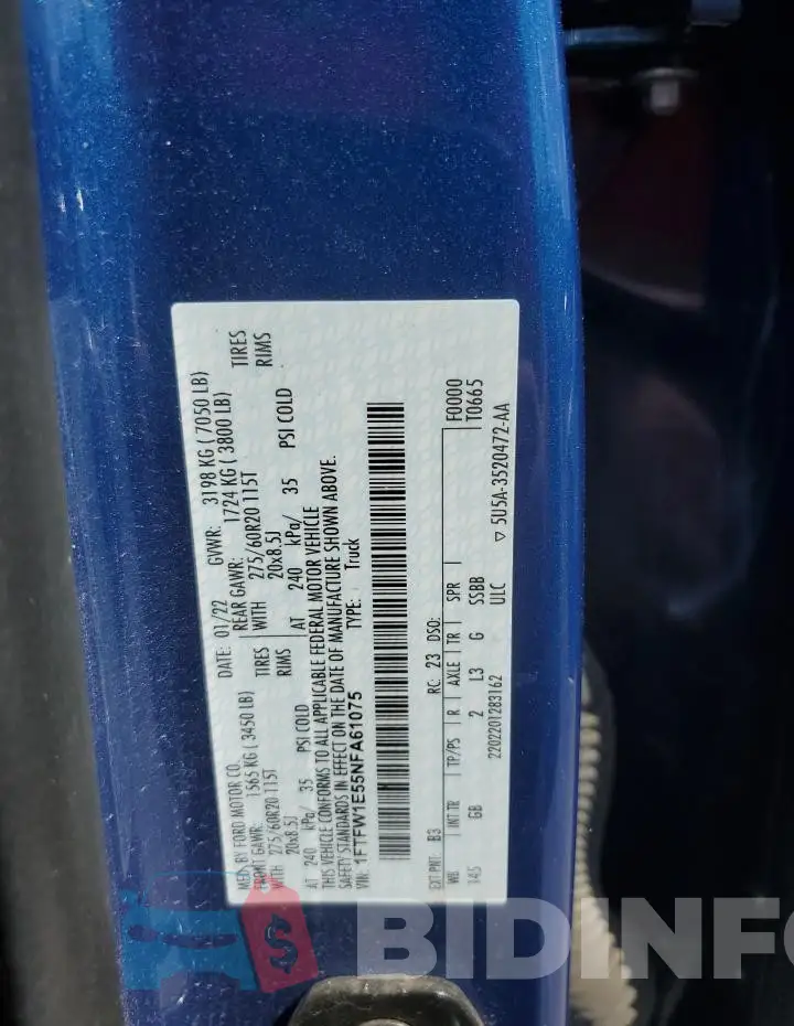 1FTFW1E55NFA61075 Photo# 13