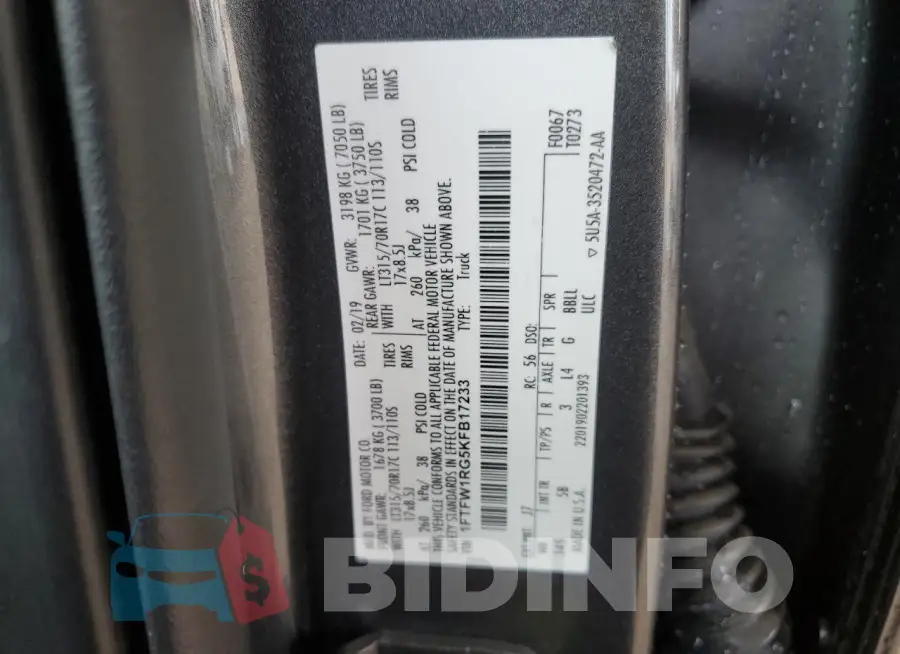 1FTFW1RG5KFB17233 Photo# 12