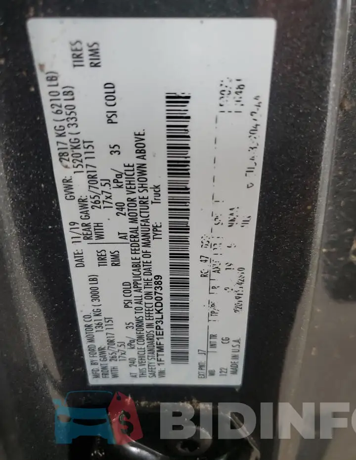 1FTMF1EP3LKD07389 Photo# 12