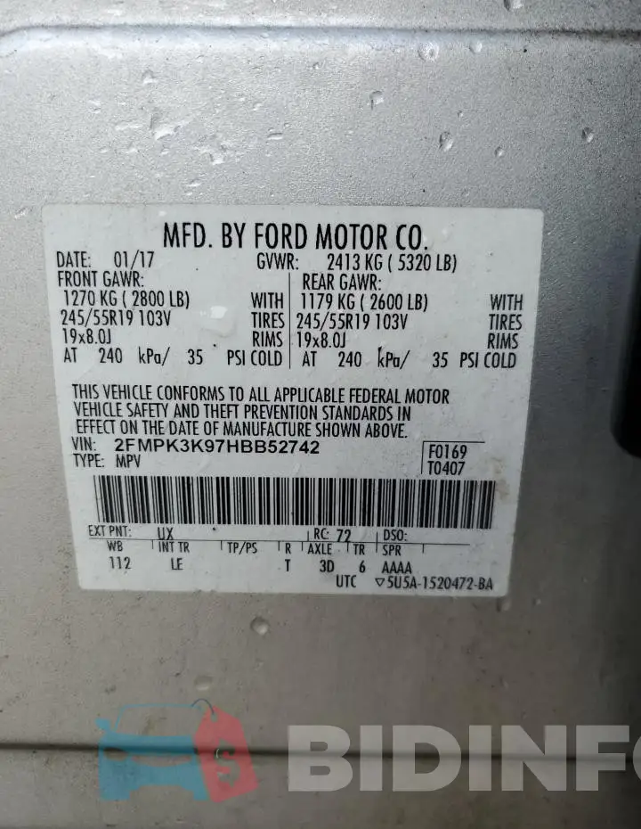 2FMPK3K97HBB52742 Photo# 13