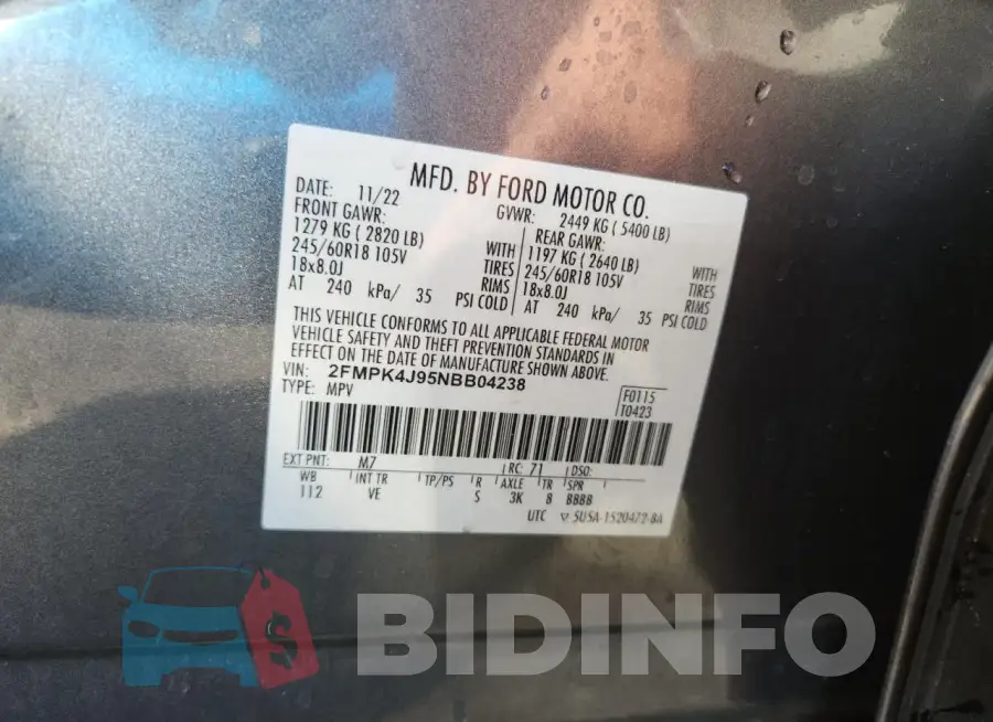 2FMPK4J95NBB04238 Photo# 13