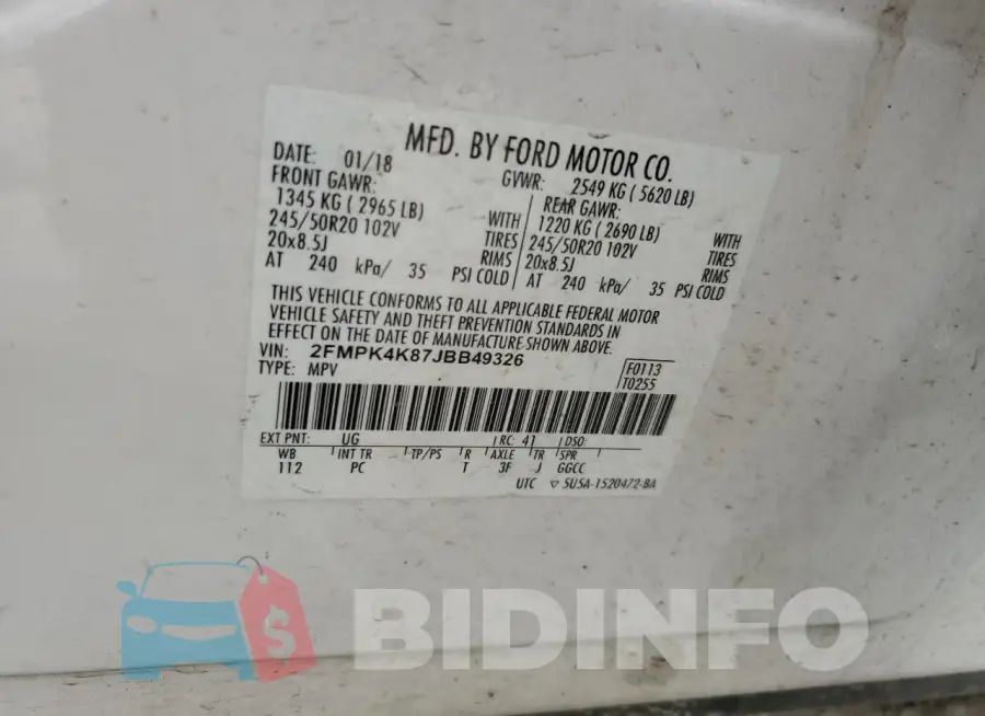 2FMPK4K87JBB49326 Photo# 13