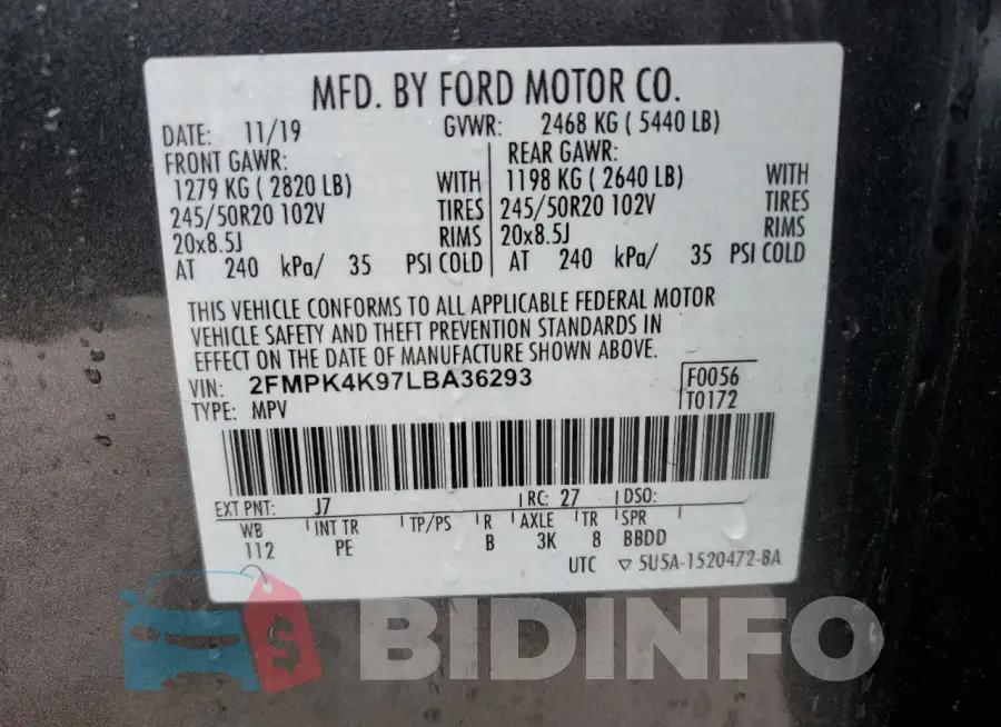 2FMPK4K97LBA36293 Photo# 14