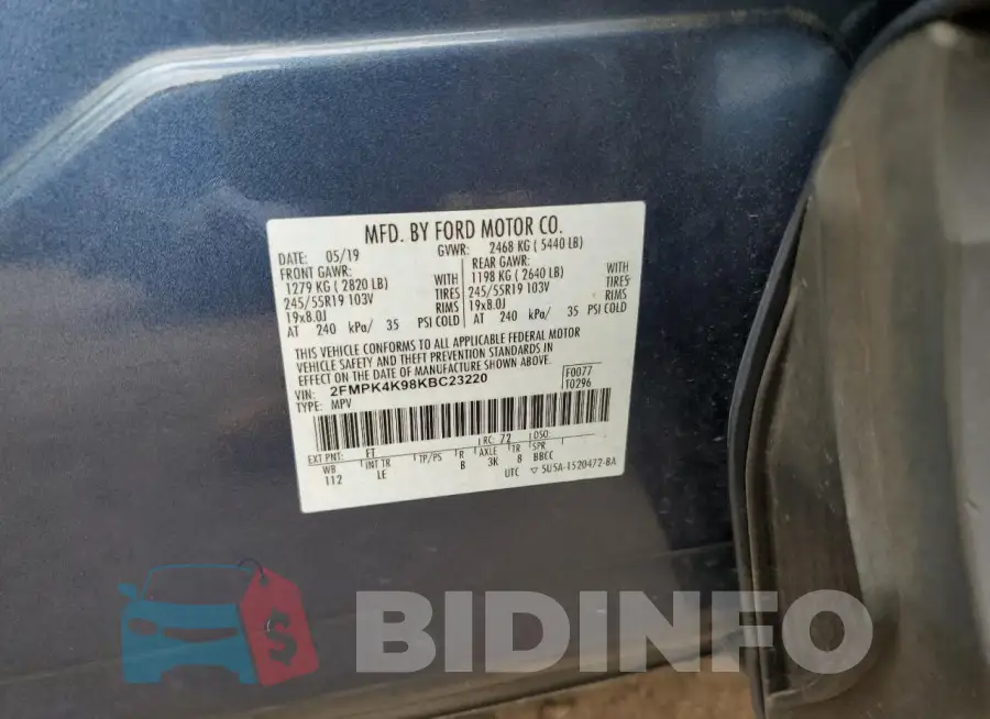 2FMPK4K98KBC23220 Photo# 12