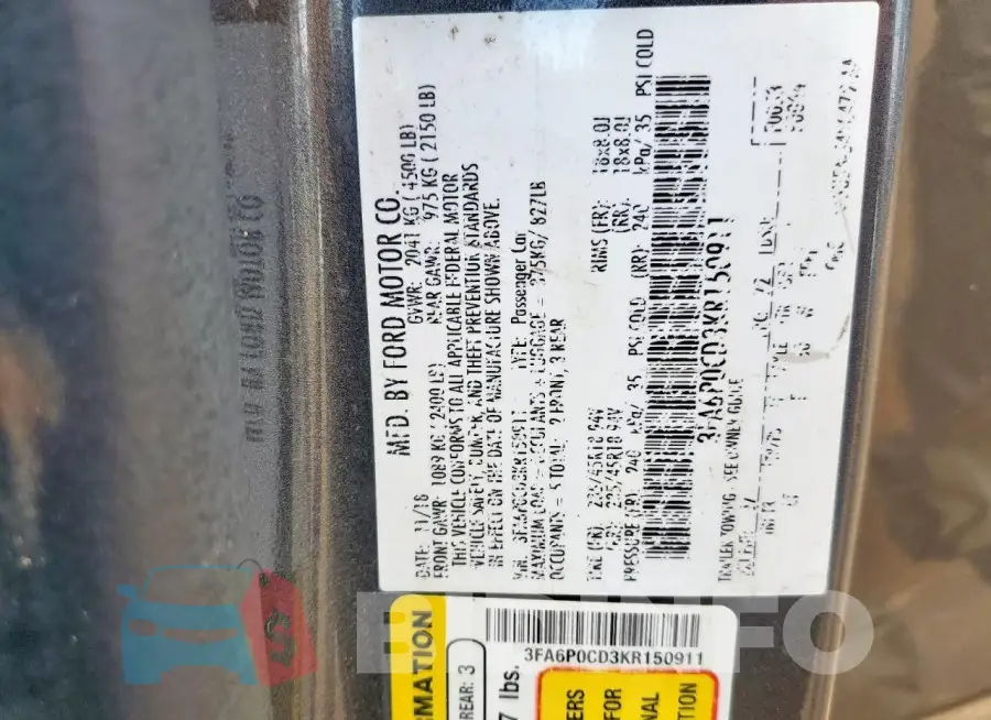 3FA6P0CD3KR150911 Photo# 12