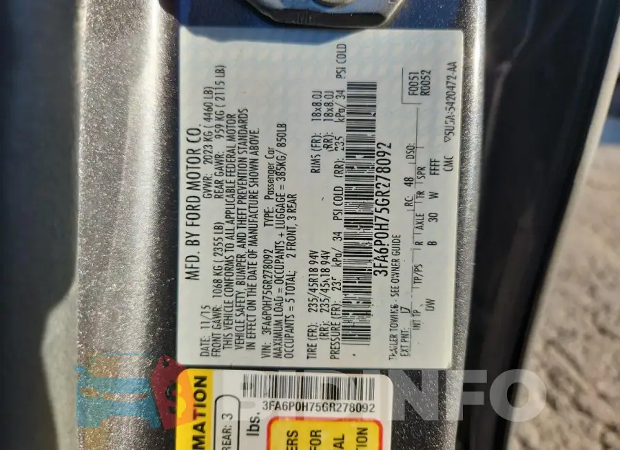 3FA6P0H75GR278092 Photo# 12