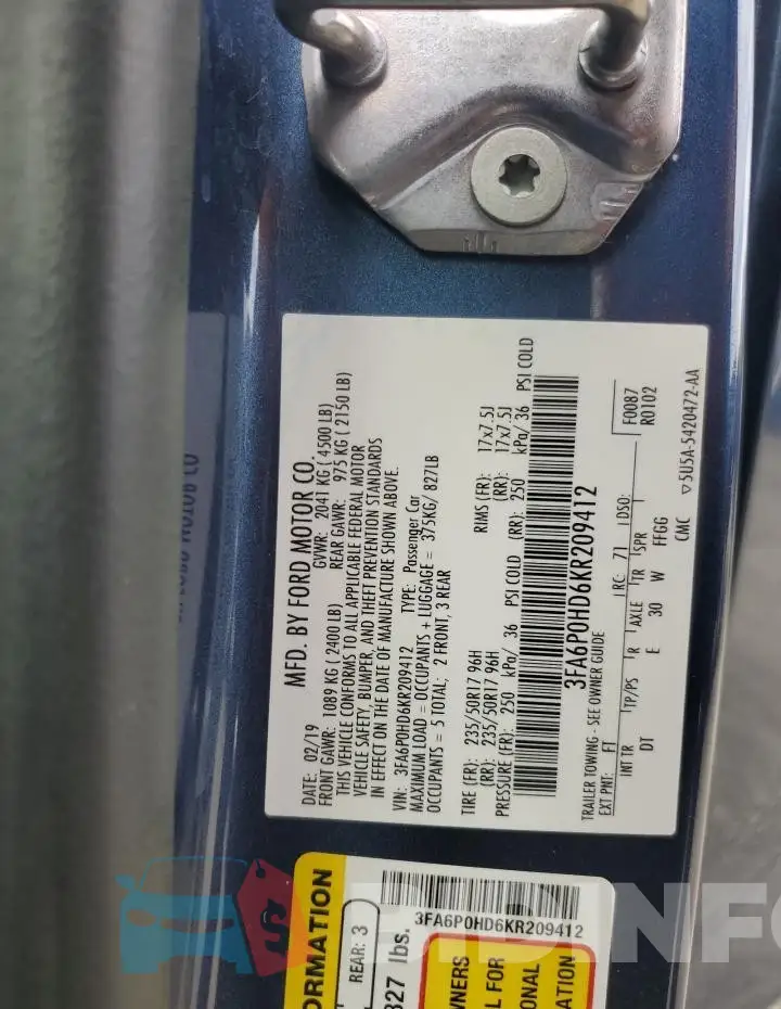 3FA6P0HD6KR209412 Photo# 12
