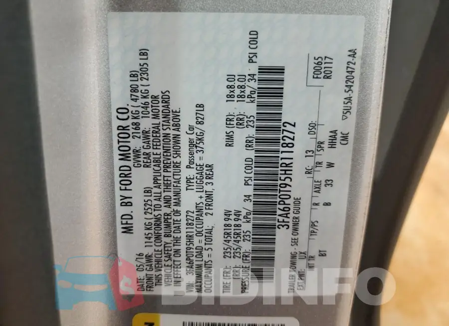 3FA6P0T95HR118272 Photo# 12