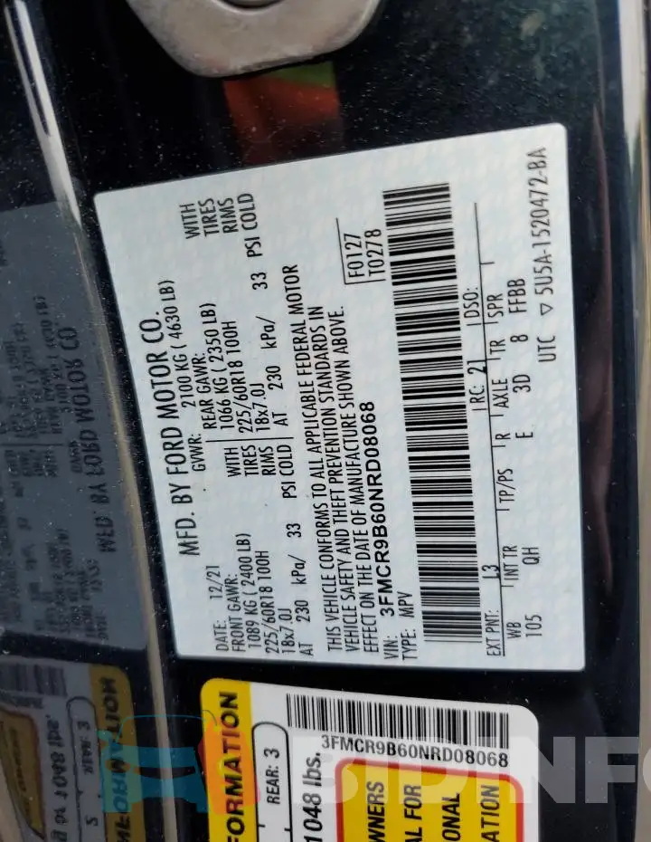 3FMCR9B60NRD08068 Photo# 12