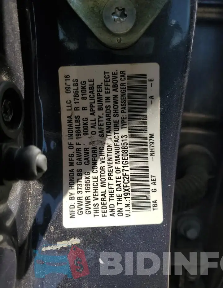 19XFC2F71GE088513 Photo# 12
