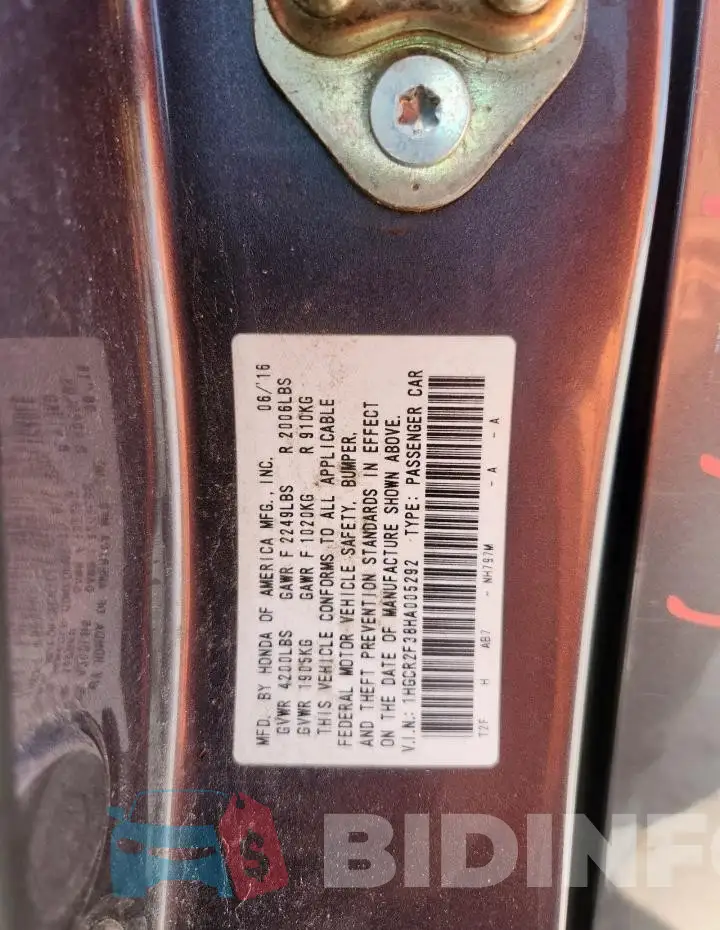 1HGCR2F38HA005292 Photo# 13