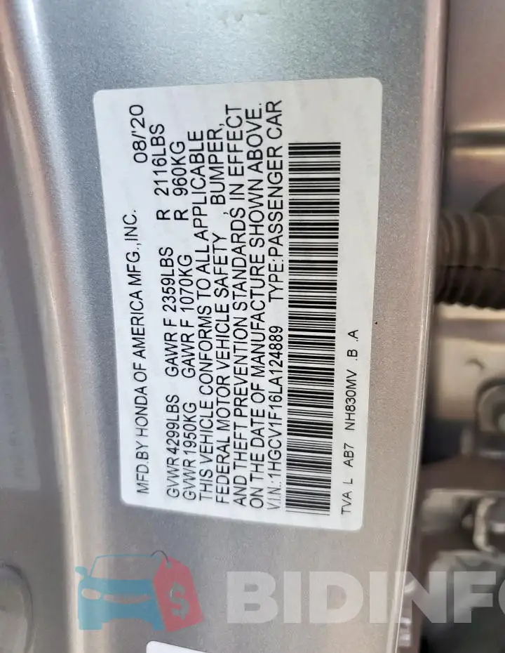 1HGCV1F16LA124889 Photo# 13