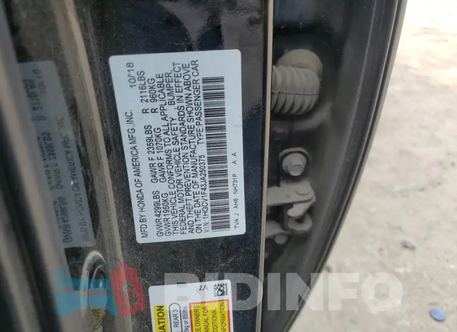 1HGCV1F43JA250375 Photo# 12