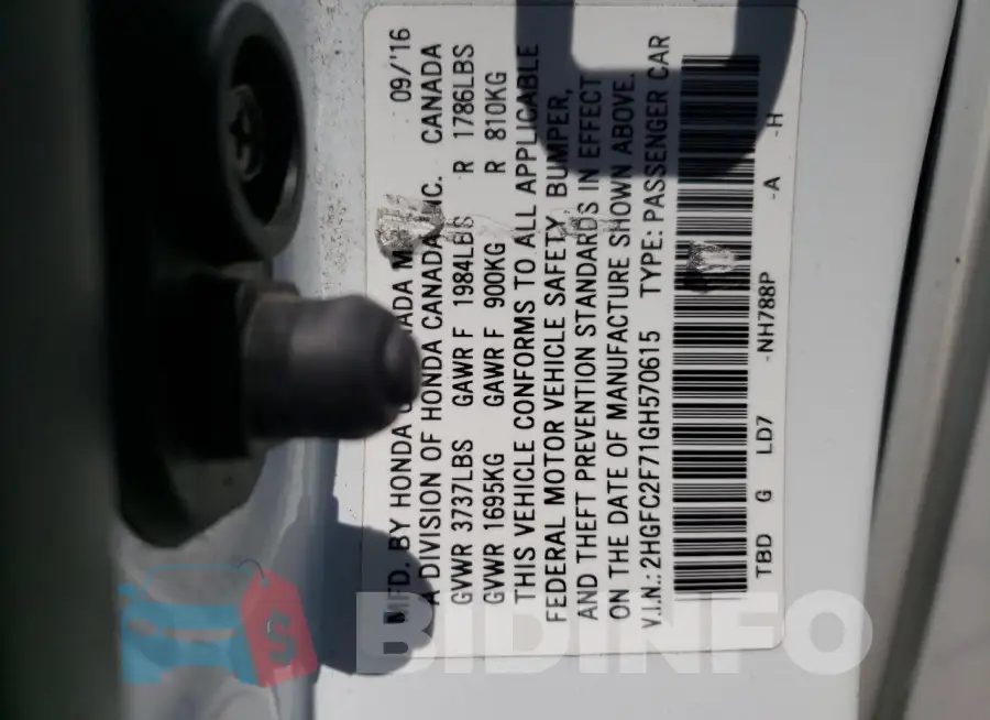 2HGFC2F71GH570615 Photo# 12