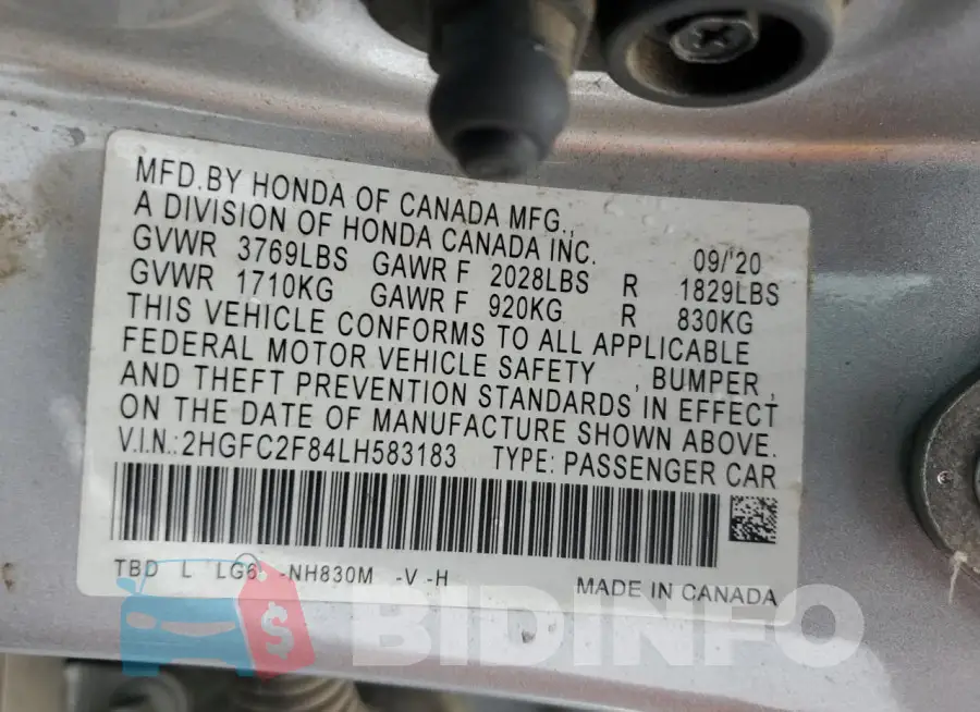 2HGFC2F84LH583183 Photo# 12