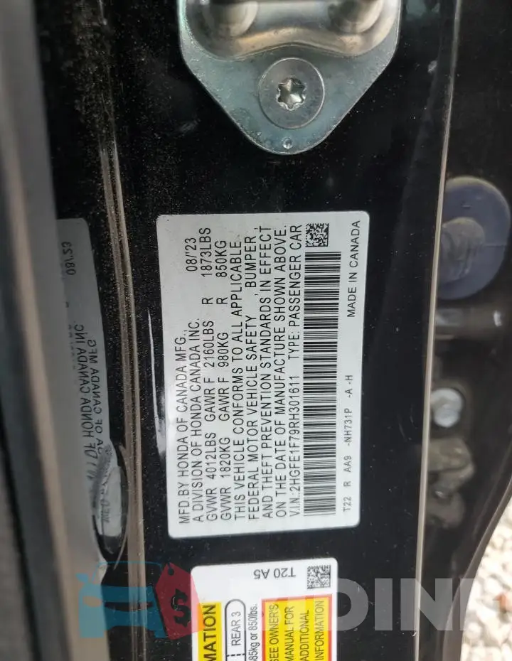 2HGFE1F79RH301611 Photo# 12