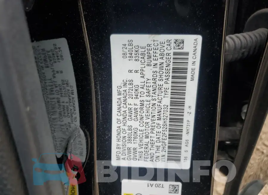 2HGFE2F52SH527032 Photo# 12