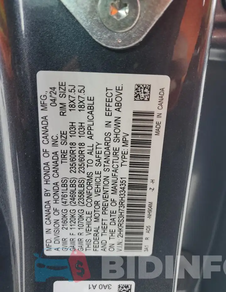 2HKRS3H73RH334351 Photo# 13