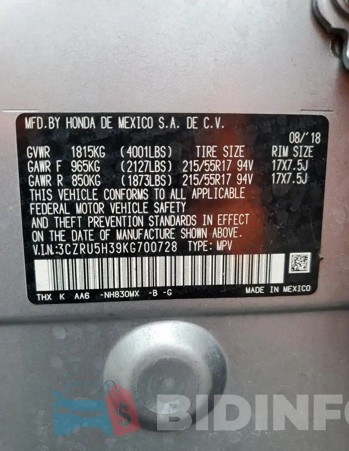 3CZRU5H39KG700728 Photo# 13
