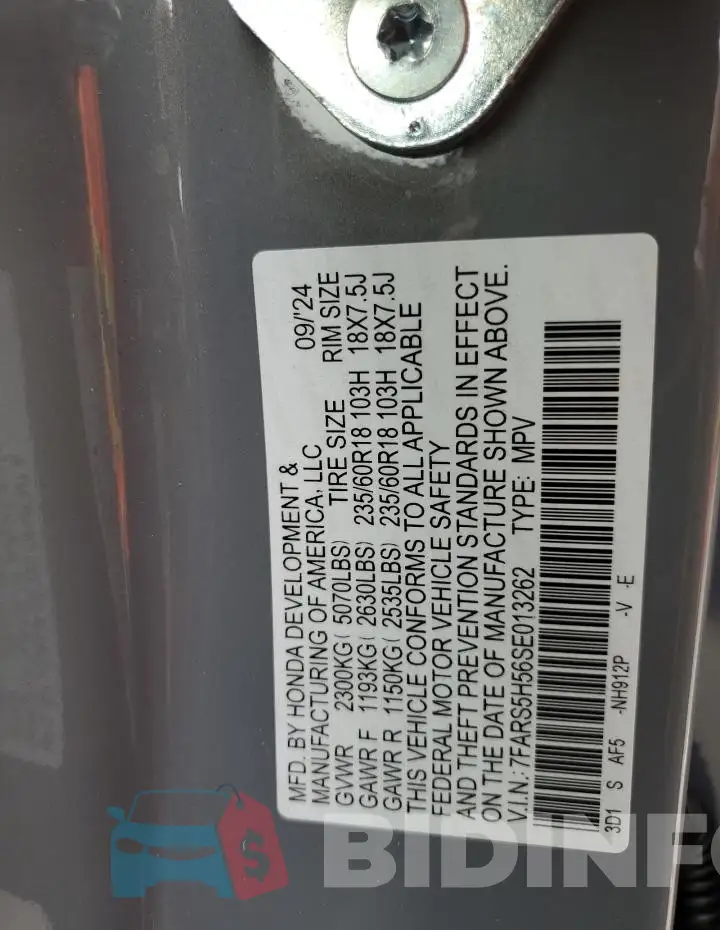 7FARS5H56SE013262 Photo# 13