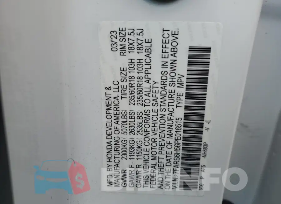 7FARS6H56PE016515 Photo# 13