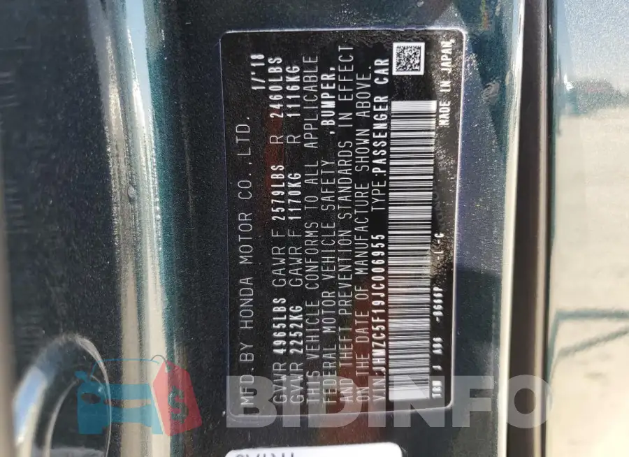 JHMZC5F19JC006955 Photo# 12