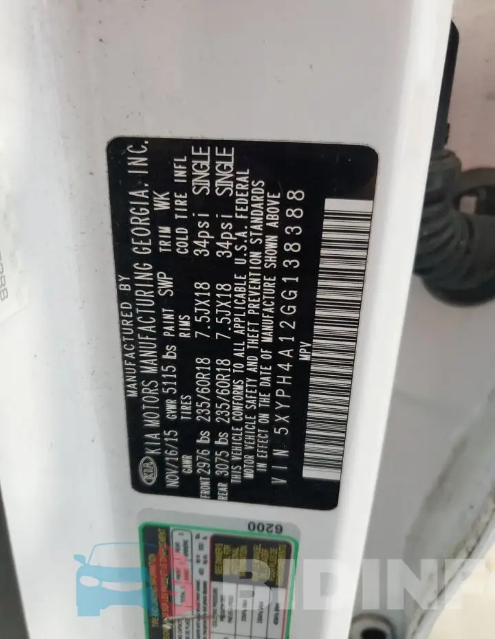 5XYPH4A12GG138388 Photo# 13