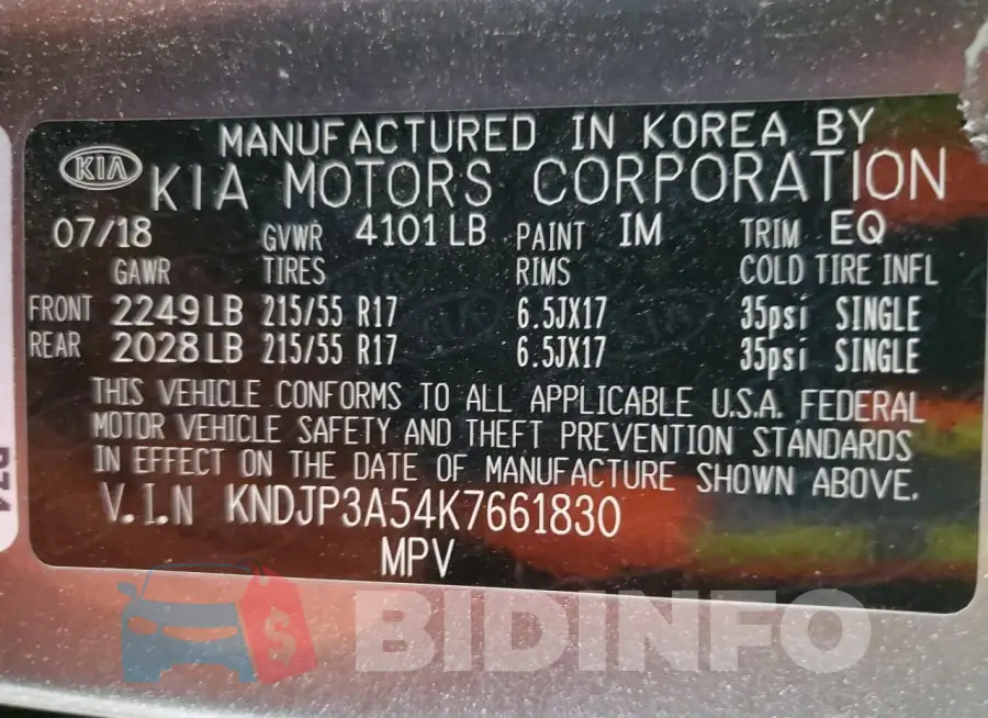 KNDJP3A54K7661830 Photo# 12