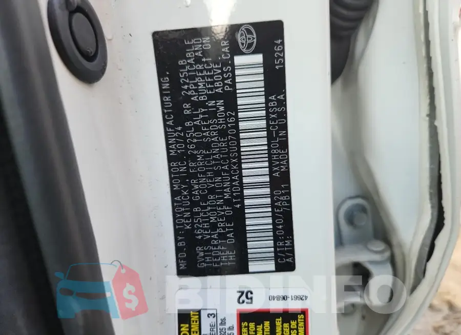 4T1DAACKXSU070162 Photo# 12