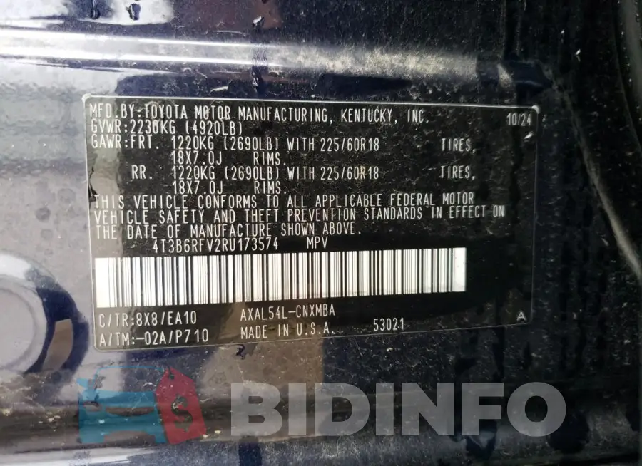 4T3B6RFV2RU173574 Photo# 12