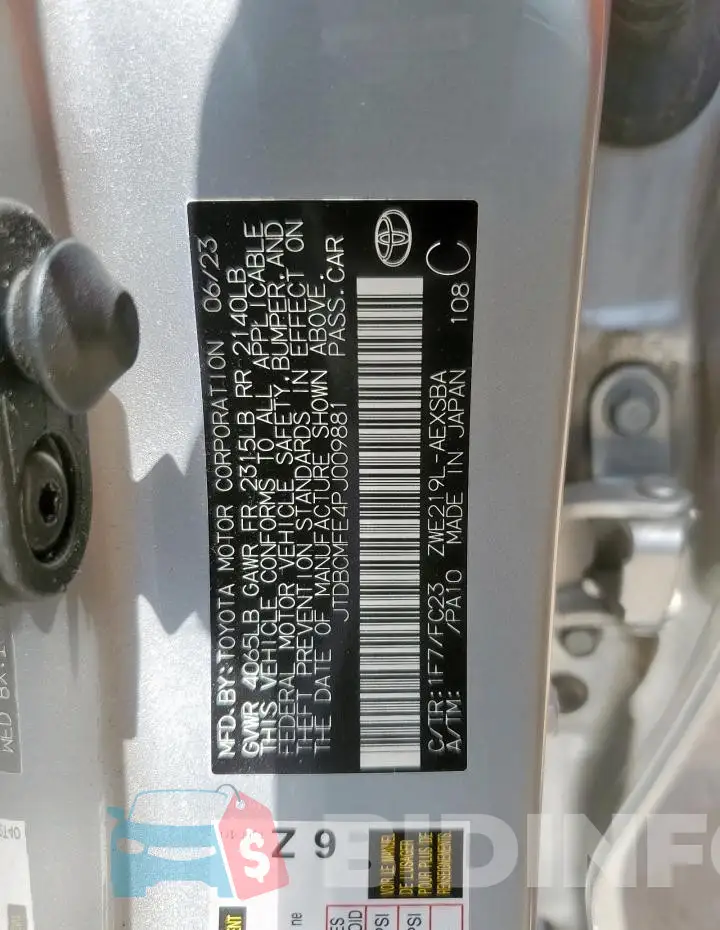 JTDBCMFE4PJ009881 Photo# 12