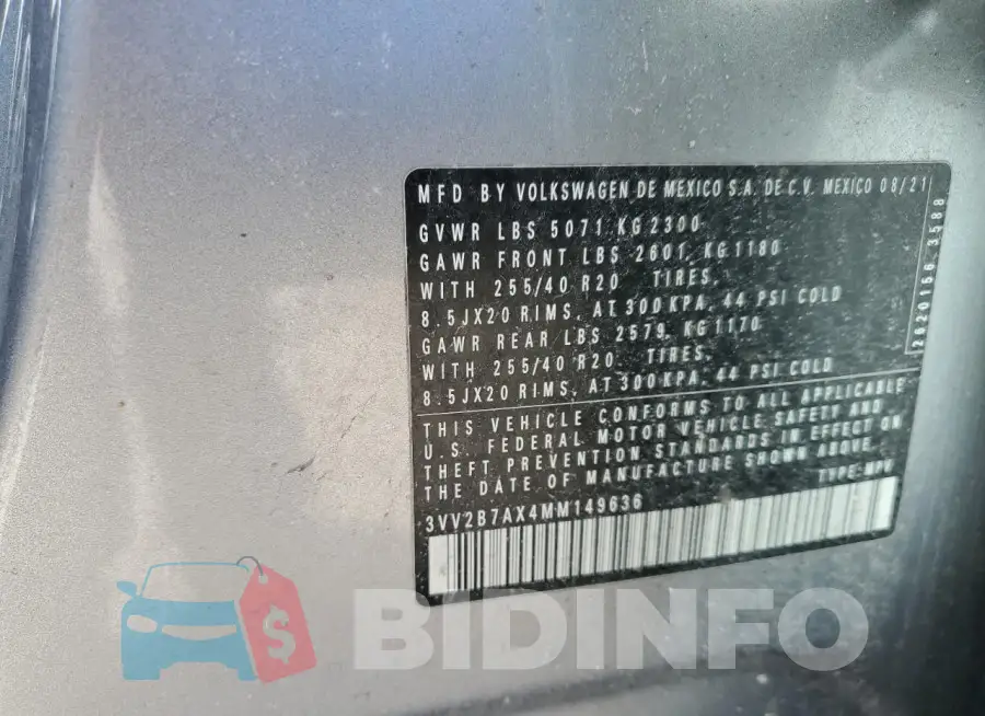 3VV2B7AX4MM149636 Photo# 13