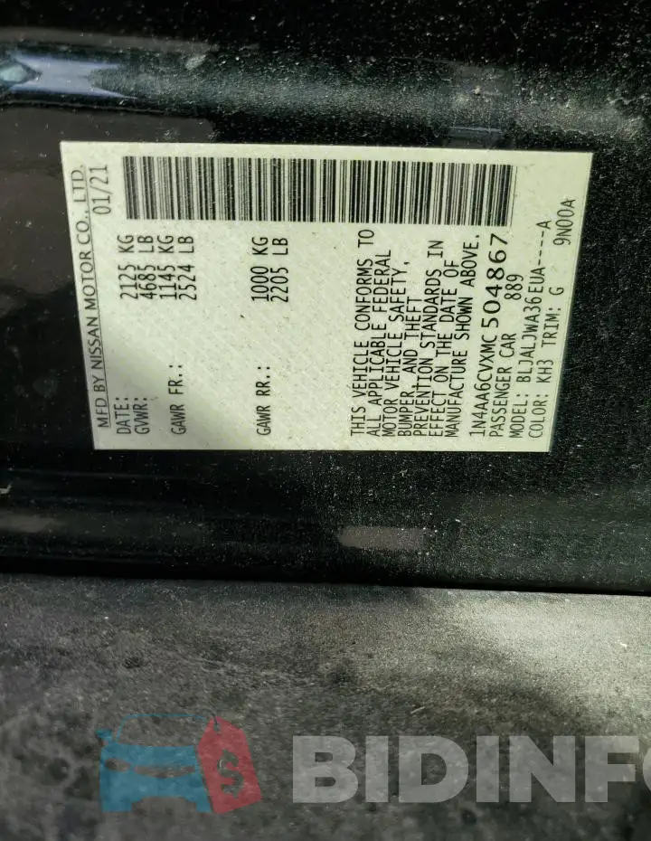 1N4AA6CVXMC504867 Photo# 13