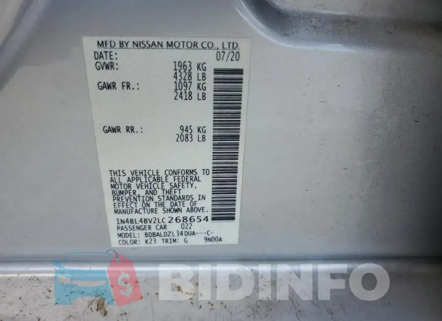 1N4BL4BV2LC268654 Photo# 12