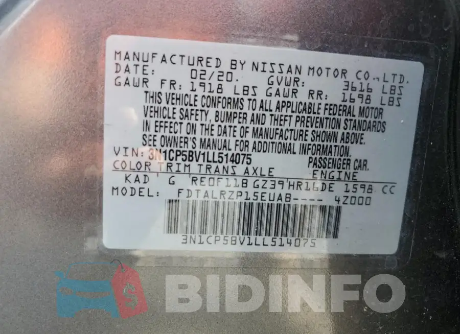 3N1CP5BV1LL514075 Photo# 13