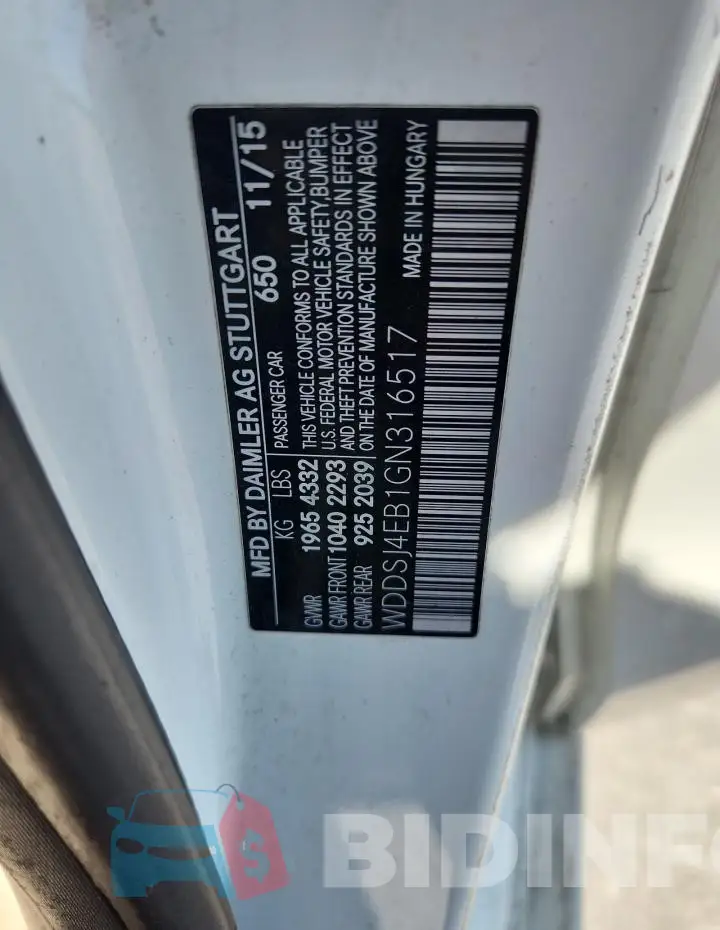 WDDSJ4EB1GN316517 Photo# 12