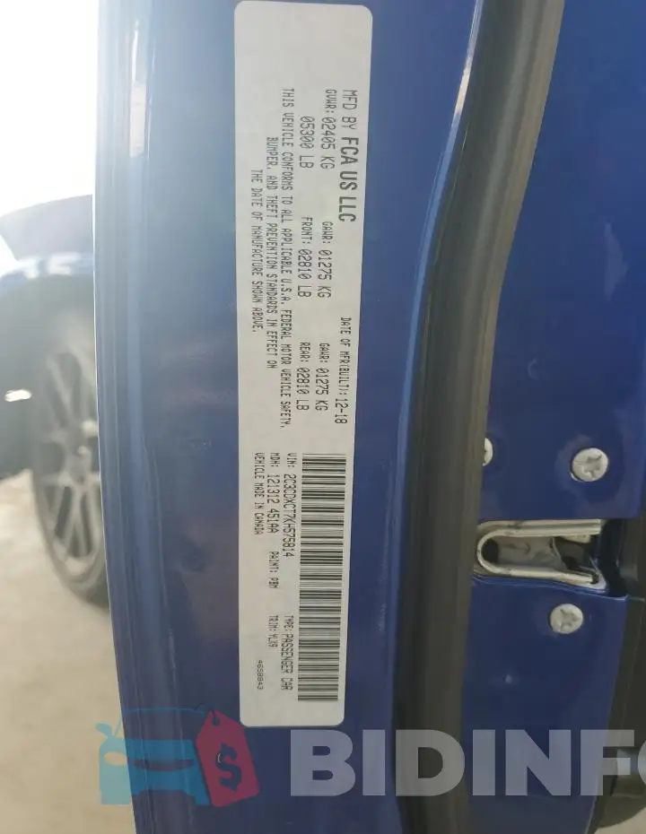 2C3CDXCT7KH575814 Photo# 12