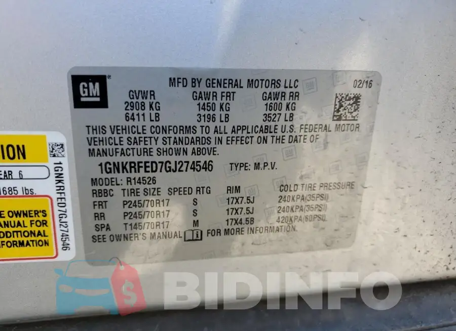 1GNKRFED7GJ274546 Photo# 13