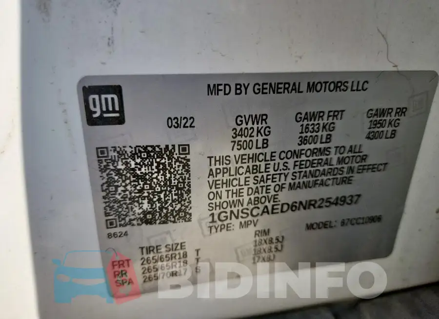 1GNSCAED6NR254937 Photo# 13