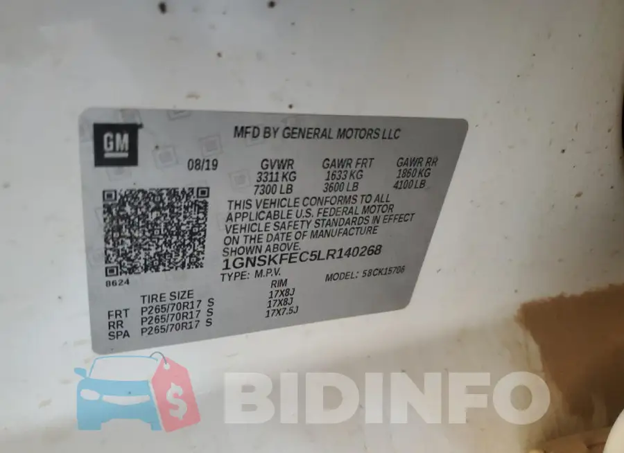 1GNSKFEC5LR140268 Photo# 12