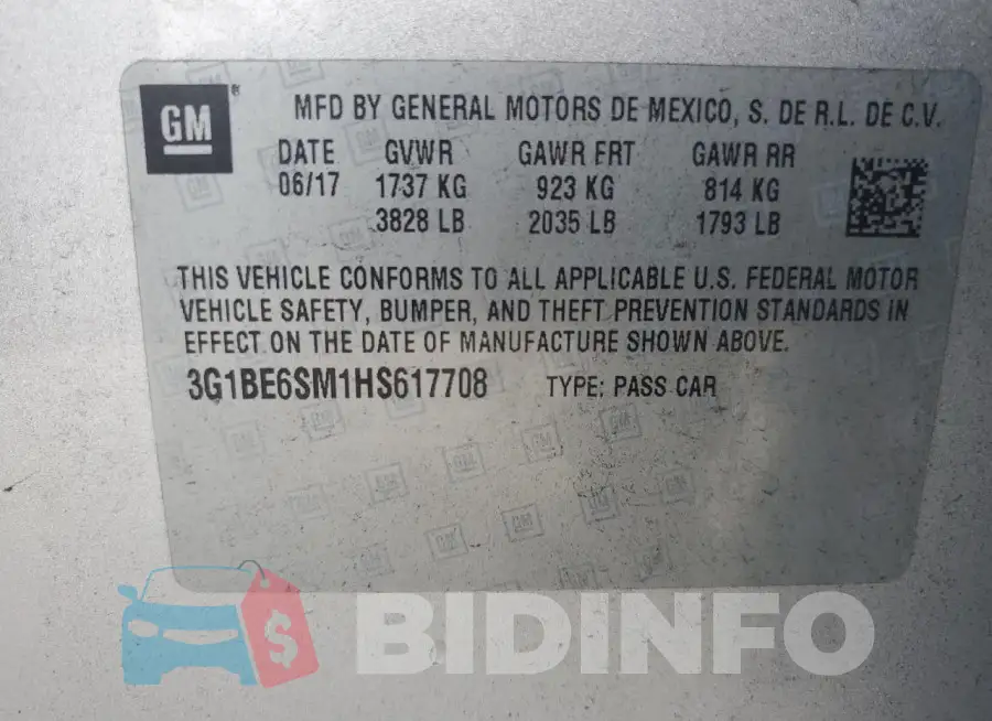 3G1BE6SM1HS617708 Photo# 12